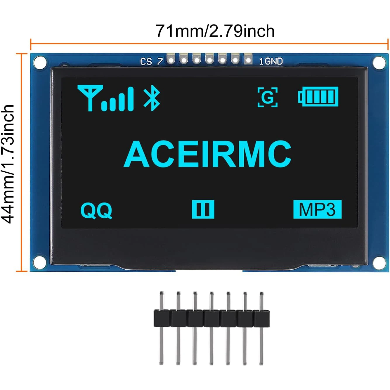 2,4 Zoll 2,42 Zoll 128 x 64 OLED LCD-Anzeigemodul SSD1309 12864 7-polige SPI/IIC I2C serielle Schnittstelle für Arduino UNO R3 C51 Image