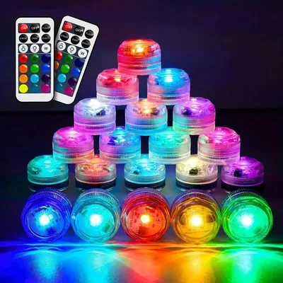 Mini Submersible LED Lights,Small Waterproof LED Tea Lights Candle with Remote Battery led Operated,RGBW Color Changing for Vase
