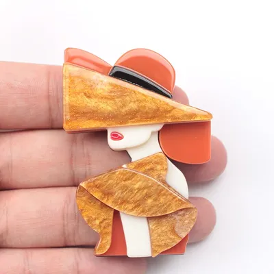 handmade fashion accessories acrylic cartoon women portrait brooches popular clothing bag accessories