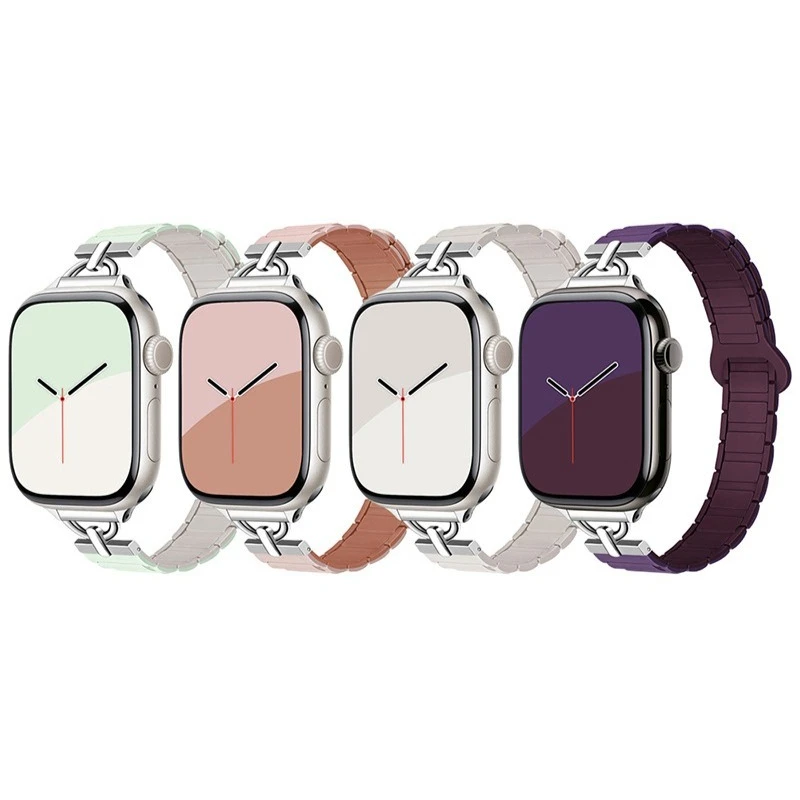 Silikonarmband passend für Apple Watch Series D-Prefix Dreiperlen-Silikon-Magnetuhrenarmband mit kleiner Taille für IWatch S10 Image