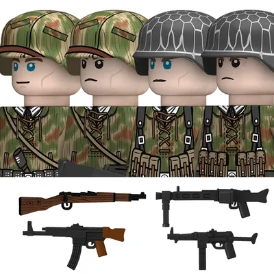 WW2 Militärische Deutsche Soldaten Figuren Bausteine 43 Typ Sumpf Camouflage Armee Infanterie Helm Waffen Ziegel Spielzeug Für Kinder Image