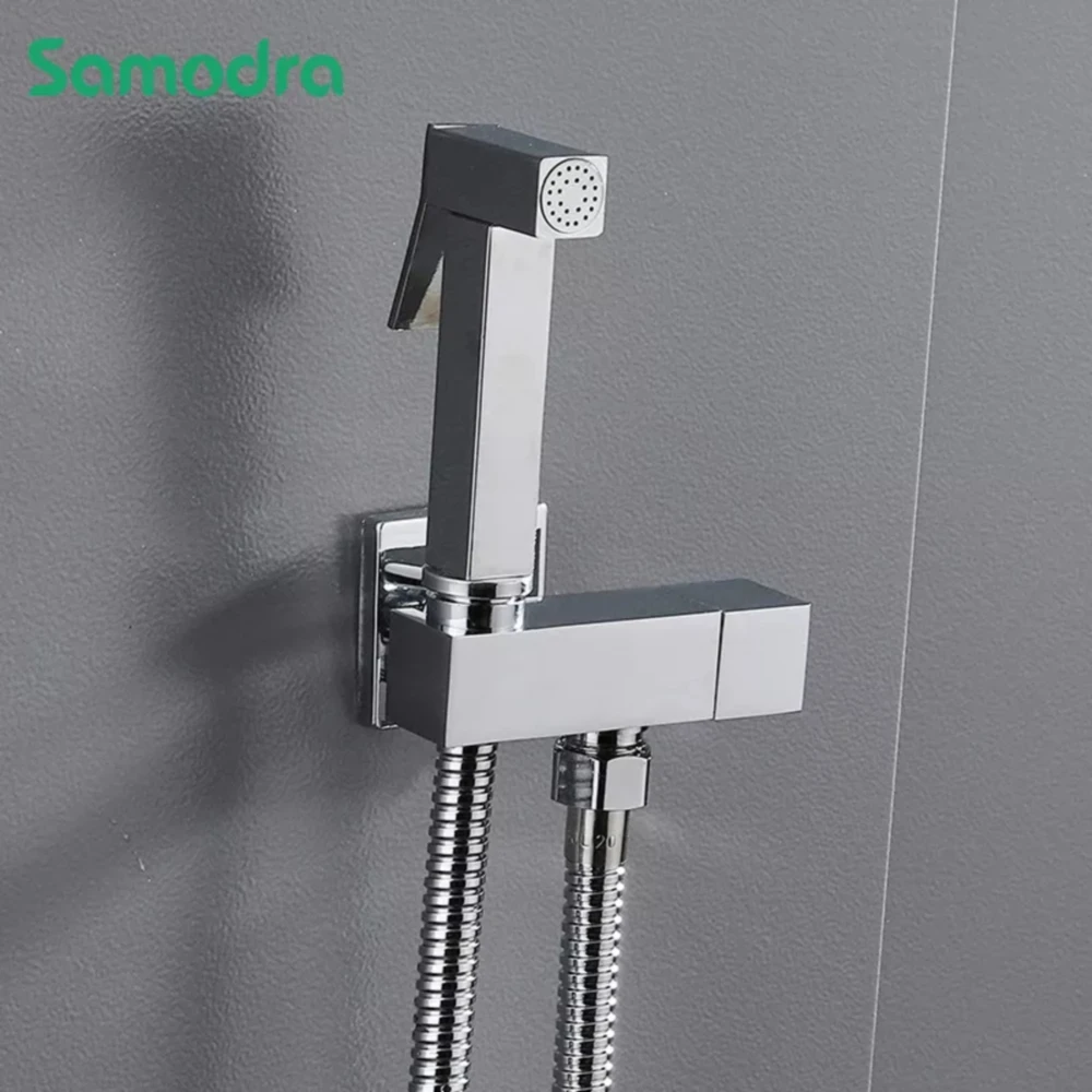 Samodra Bidet Dusche Wand WC Bidet Sprüh gerät Set Messing Ventil Bad Legierung schwarz Hand selbst reinigend Bidet Wasserhahn
