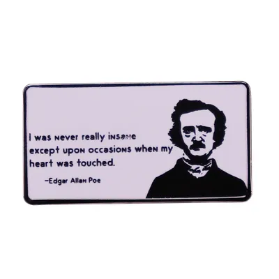 I Was Never Really Insane Except Upon Occasions When My Heart Was Touched Brooch Edgar Allan Poe Quotes Pin Badge