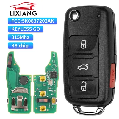 LIXIANG 5K0837202AK /BP KeylessGo Remote Key 315MHz ID48 For Volkswagen VW Tiguan Beetle EOS GOLF JETTA PASSAT NBG010206T