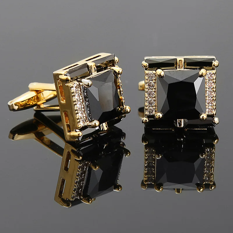 Black Diamond Mens Cufflink Luxury Brand Buttons French Shirts Cufflinks For Mens Party Wedding Jewelry Business Man Accessories