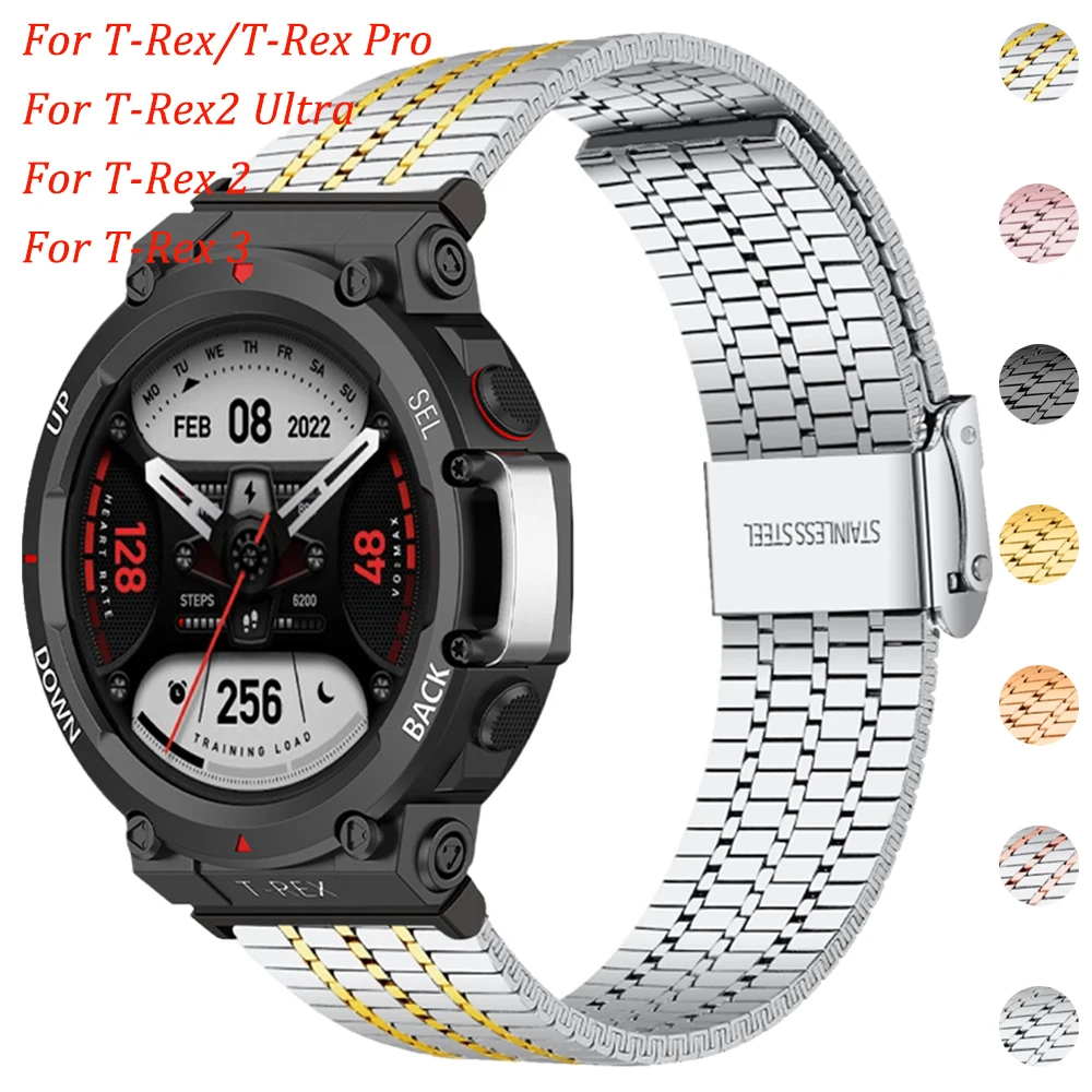 Edelstahlarmband für Huami Amazfit T-Rex 3 2, Metallarmband, Armband für Amazfit T-Rex/T Rex Pro Ersatzband Correa Image