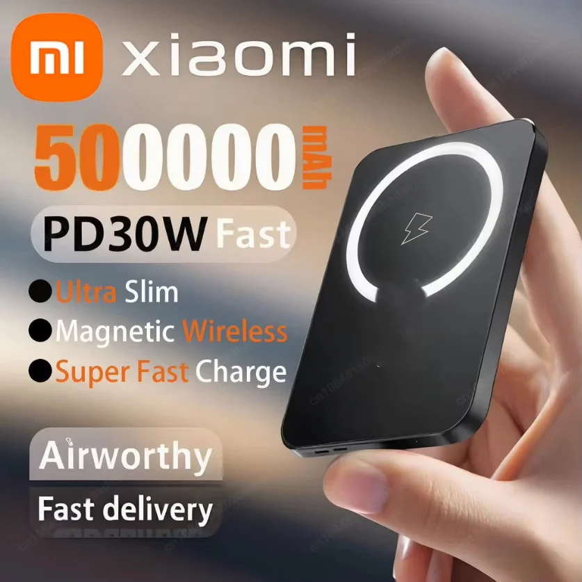 Xiaomi Magnetische 50000 mAh große Kapazität Power Bank Magsafe 120 W kabelloses Schnellladegerät tragbarer Akku für iPhone Samsung Xiaomi Image