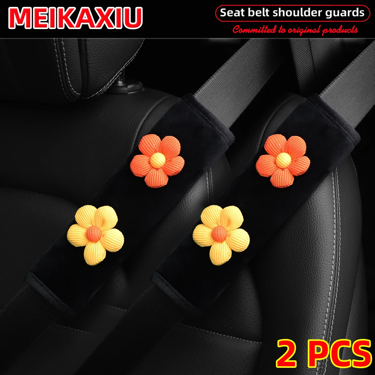 Neue Blume Plüsch 2 Stück bequeme Auto Schulterbezug Sicherheitsgurt Dekoration Auto Dekoration Mode Business rosa Damen Image