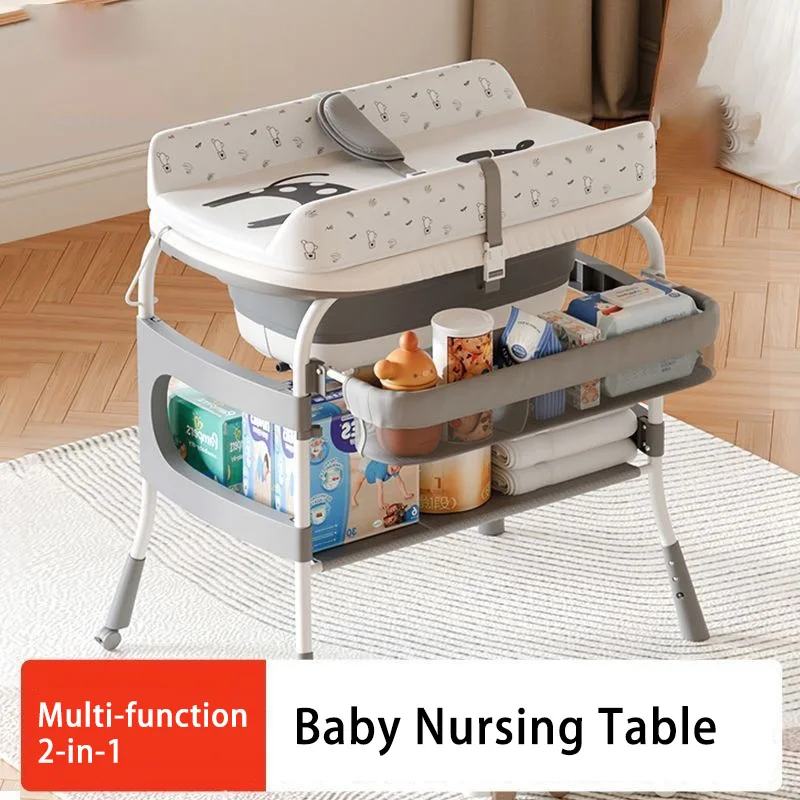 2-in-1 Baby-Pflegetisch, Babywindel-Pflegestation, multifunktionale Funktion für Neugeborene, faltbarer Babypflegetisch, Badetische für Krankenschwestern Image