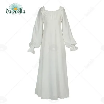 MEOWCOS Mittelalterliches Renaissance-Unterhemd für Damen, weißes Retro-Mittelalterkleid, Renaissance-Kostüm für Damen Image