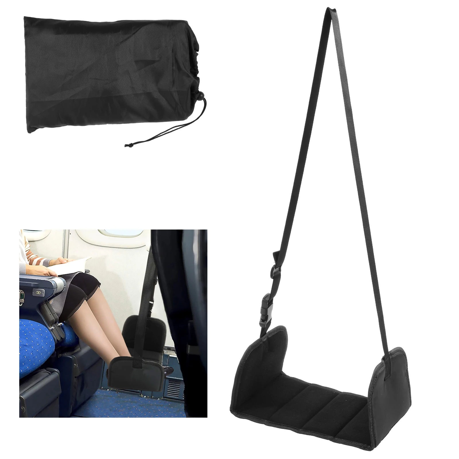 Flugzeug-Fußhängematte, tragbare verstellbare Fußstütze, Hängematte, Büro-Hängematte, hängende Fußhängematte für lange Reisen, Fuß- und Beinstütze