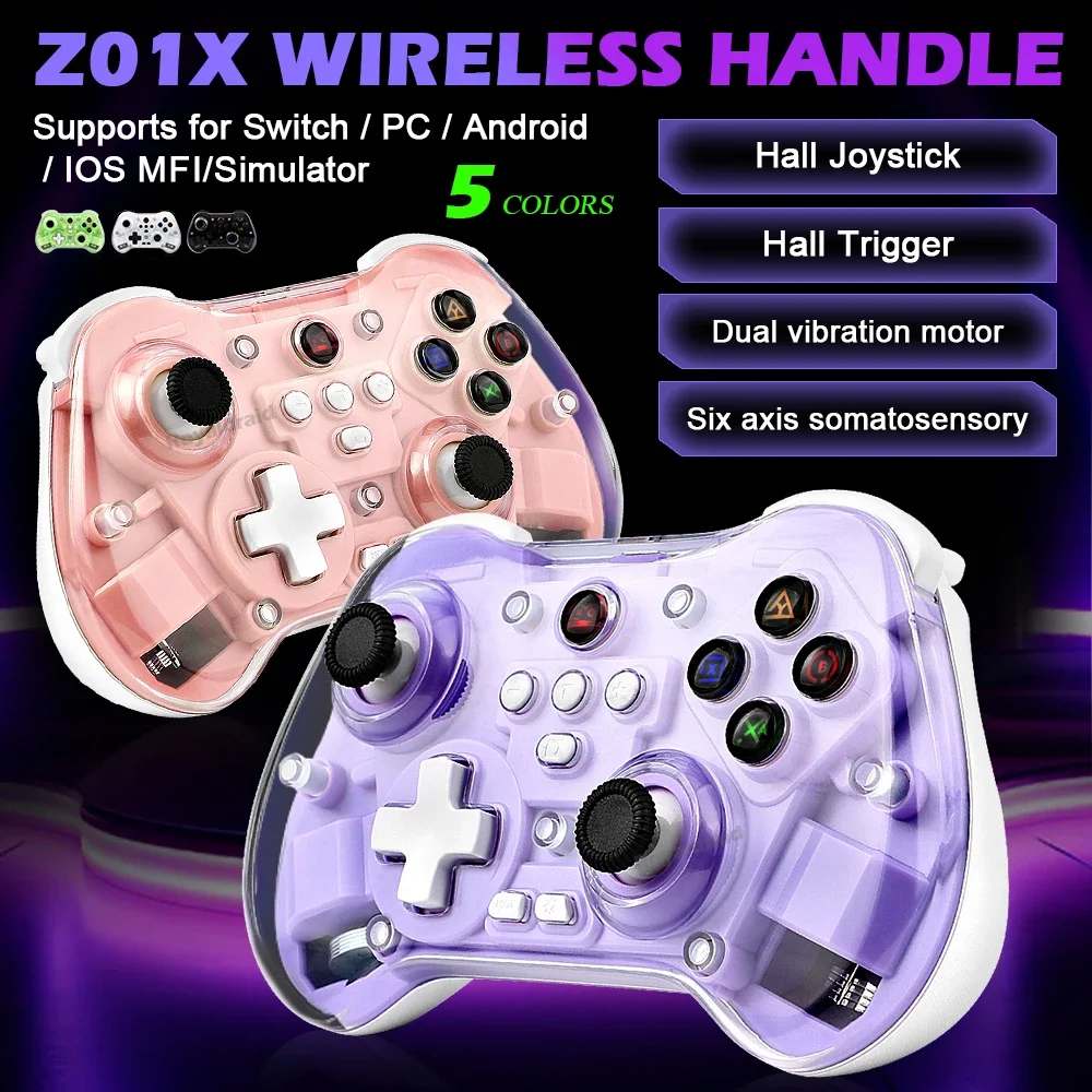 Z01x Wireless Controller HD Dual Vibration Motor BT 6-Achsen-Bewegungssensor Unterstützung Turbo W Hall Joystick für Schalter/PC/iOS/Mac/und Image