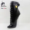 2025 Sexy Ballett Kurze Stiefel Fetisch Spitze-up Pole Dance SM Cosplay Schuhe Frauen 18 CM Ultra hohe ferse Abschließbare Vorhängeschlösser Stiefeletten