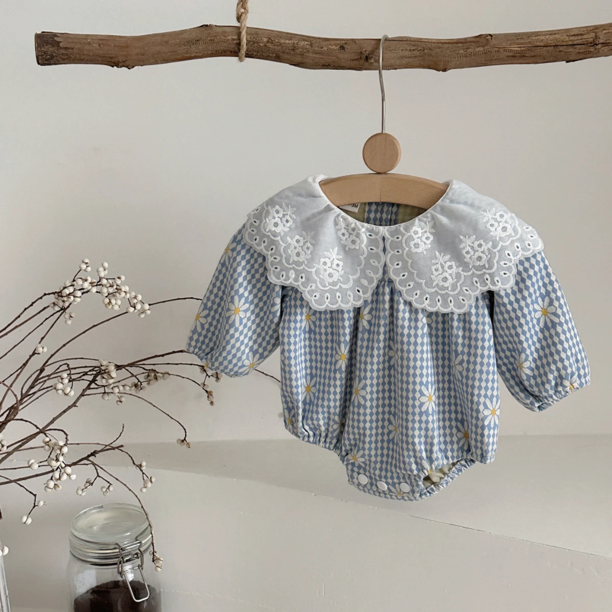 Neue Herbst Baby Kleidung Jungen Mädchen Baumwolle Langarm Daisy Gedruckt Puppe Neck Body 0-18M Neugeborenen Casual strampler Frühling Image