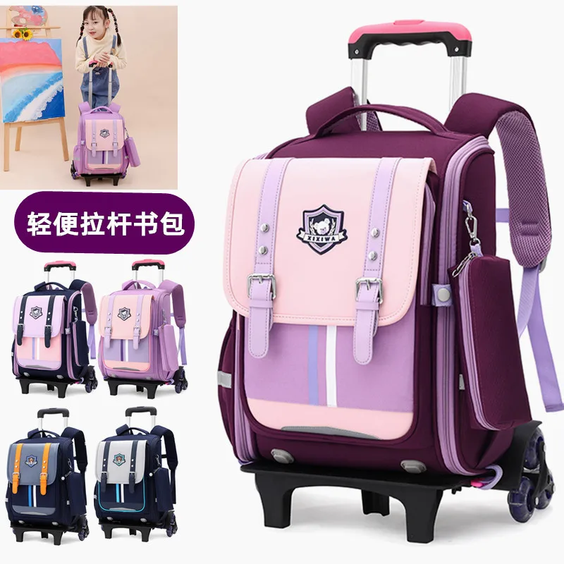 Sacs à dos roulants pour enfants de l'école primaire chariot école étudiant sac à dos sac à roulettes retour à l'école sacs à dos avec roues