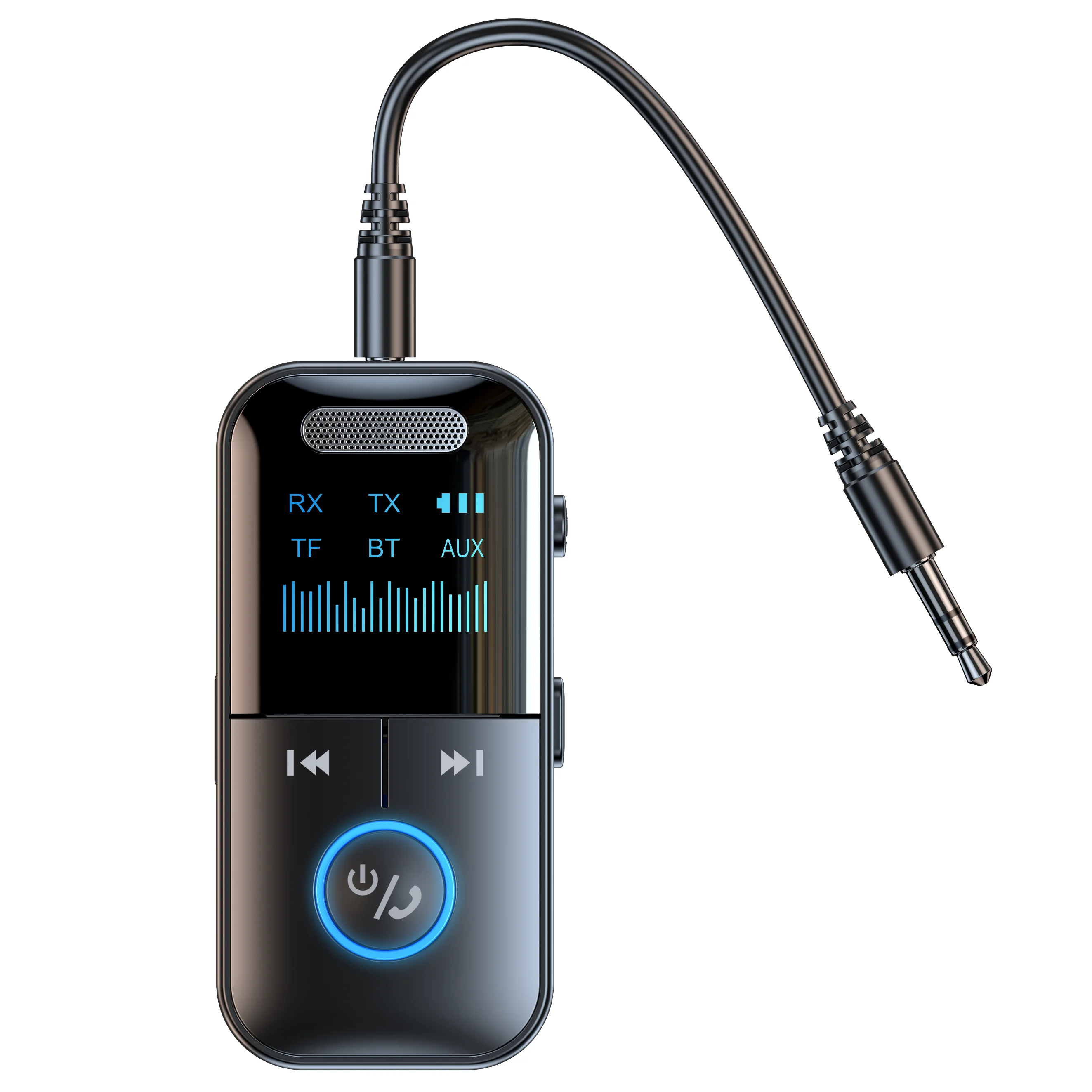 Bluetooth 5.4 Aux-Adapter, Audio-Empfänger, Sender, 3,5-mm-Klinkenstecker, LED-Anzeige für Auto/Heimstereo/kabelgebundene Kopfhörer/Lautsprecher/TV Image