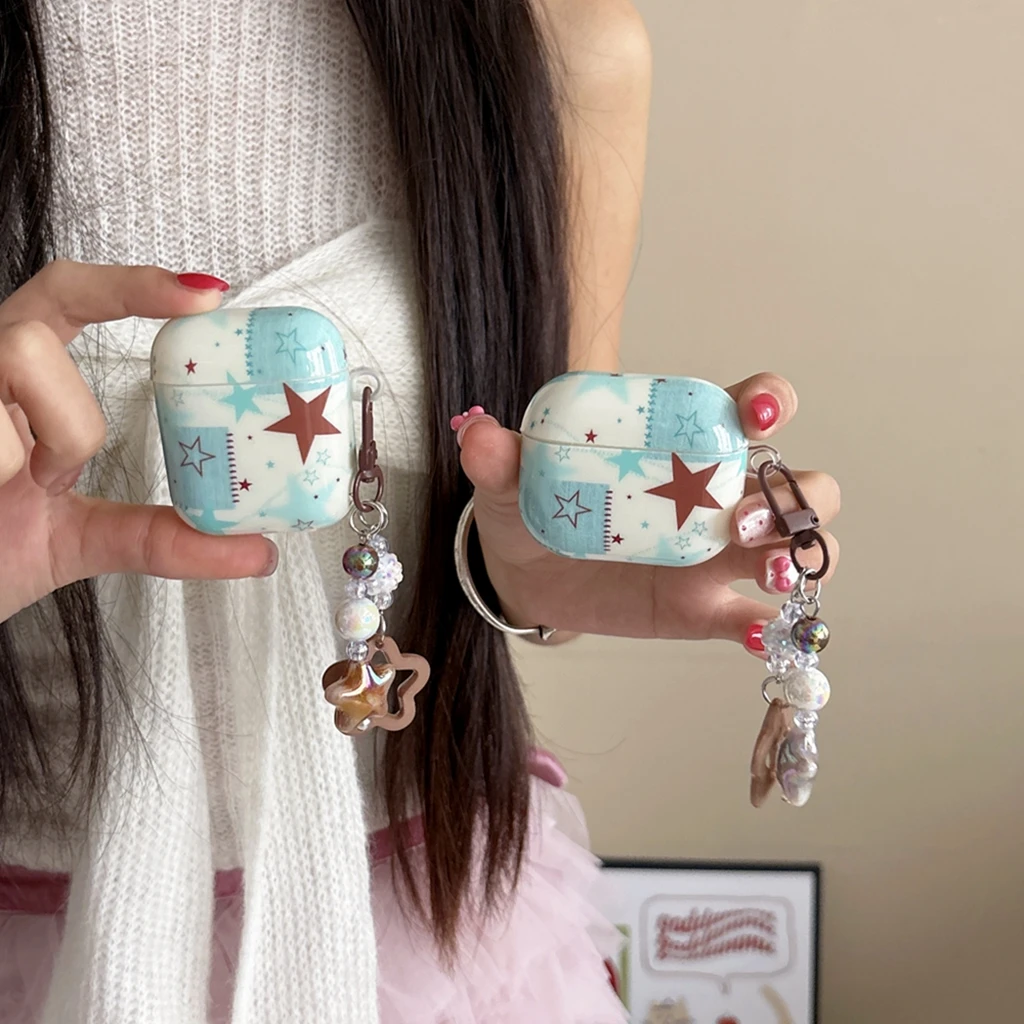 Art Colorful Star Splicing Graffiti-Anhänger-Kopfhörerhülle für AirPods 1 oder 2 3 4 Pro 2 Image