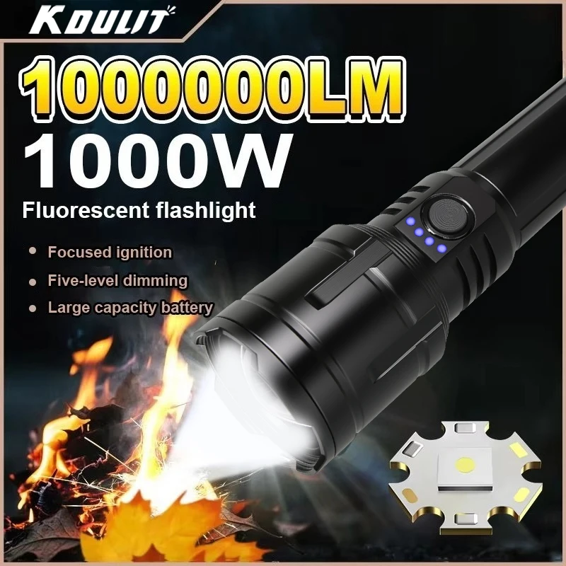 Neue 3000-LM-Taschenlampe für den Außenbereich, wiederaufladbare Zoom-Taschenlampen, Vollaluminiumlegierung, kann die Flamme leuchten, Super-Hochleistungs-Taschenlampe Image