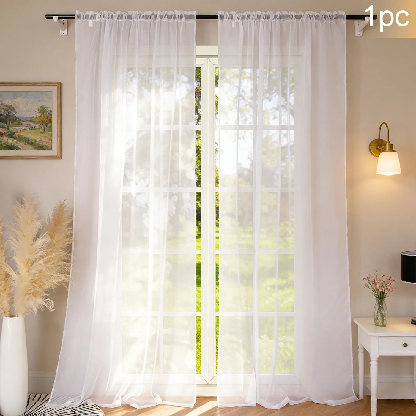 1 Stück Gaze-Vorhang im minimalistischen europäischen Stil, einfach zu installieren, für Schlafzimmer, Wohnzimmer, Valentinstag, Dating-Dekoration Image