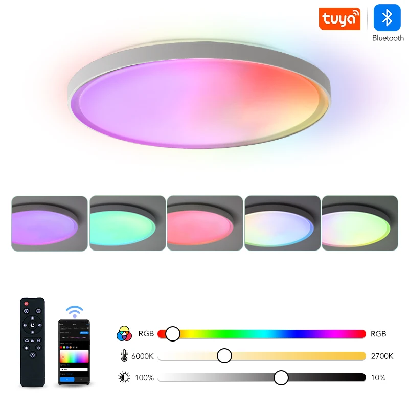 Tuya Smart RGB Decke Licht AC220V APP Fernbedienung 16M Farben Dimmbare Moderne Decke Lampen für Schlafzimmer Wohnzimmer decorati