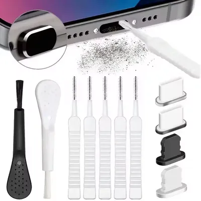 13 Kris George Handy-Lautsprecher, Staubentfernungs-Reinigungs-Werkzeugset für iPhone 16 15 Pro Max, Kopfhörer, Ladeanschluss, staubdichte Reinigungsbürste Image