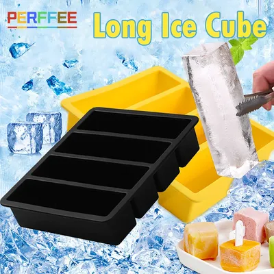 Ice Cube Tray Silicone Ice Cube Mold Long Square Ice Cube Maker Ice Tray Rectangular Ice Mould Ice Cream Tools Kitchen items