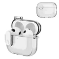 Custodia per auricolare Bluetooth senza fili in cristallo trasparente per Airpods 4 Pro 2 3 2 e 1 custodia Cover per scatola di blocco interruttore trasparente TPU con gancio