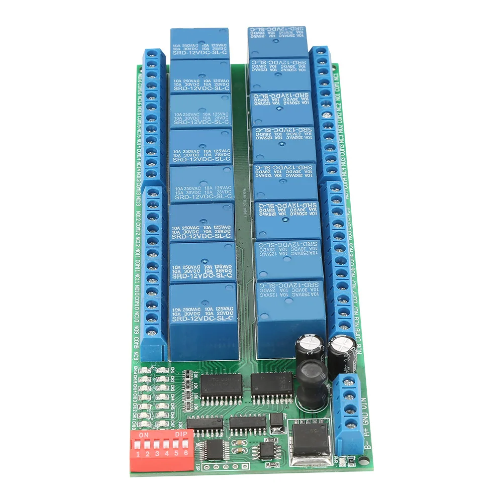 DC 12 V 16 Kanal MODBUS RTU RS485 Relaismodulplatine SPS-Controller Serial Port Switch Image