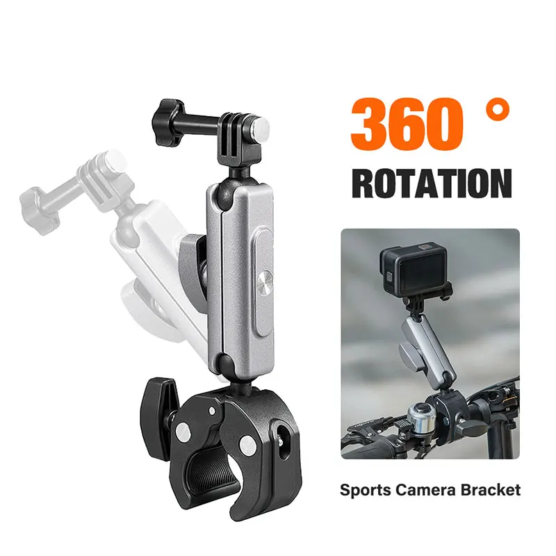 Motorrad Fahrrad Schienenmontage Klemme mit 360 grad Ball Mount Clip Für Gopro Hero DJI OSMO Action Insta 360 Für Telefon Zubehör Image