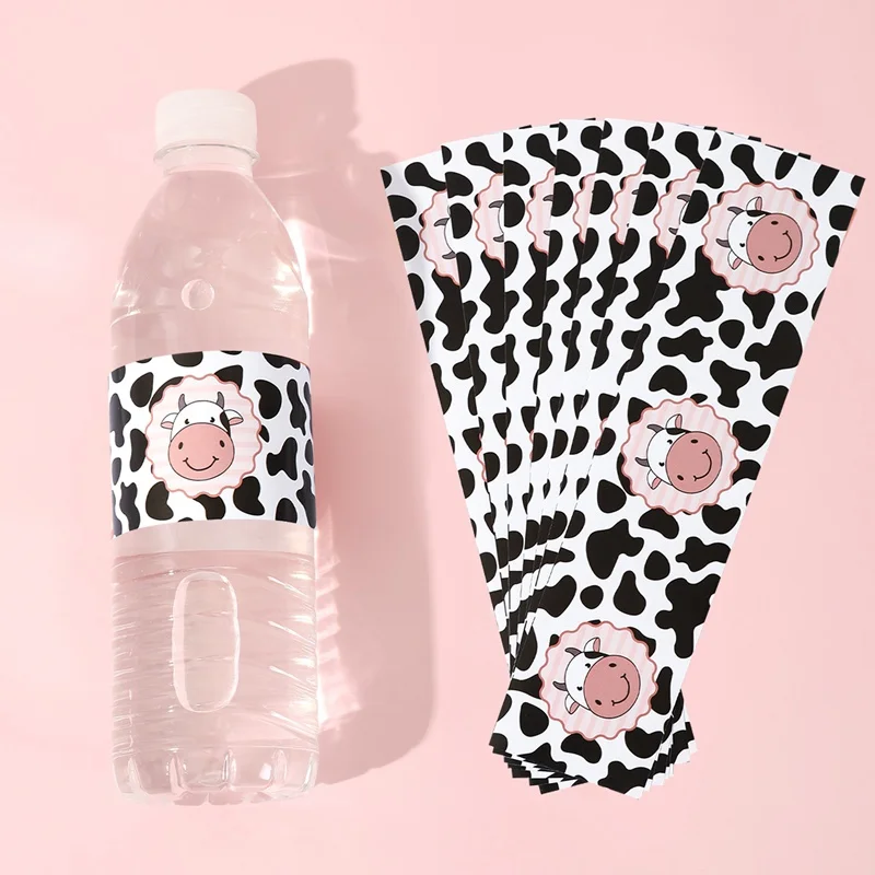 10 Stück Bauernhof Kuh Flasche Etiketten Aufkleber Kuh Thema Aufkleber für Kinder 1. Geburtstag Babyshower Hochzeit Bauernhof Party Dekor Zubehör Image