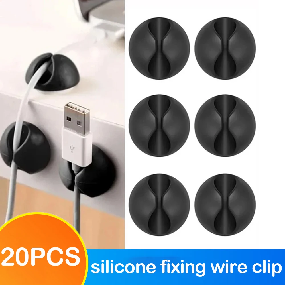 20PCS Klemme Kabel USB Linie Verschluss Hause Zubehör Auto Draht Krawatte Clip Klebstoff Silikon Kabel Halter In Büro/haus/Auto Image