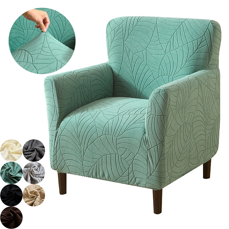 1PC Blätter Jacquard Club Sofa Abdeckung Stretch Wanne Sessel Abdeckungen Einfarbig Einzel Couch Schonbezug für Home Hotel büro Dekor Image