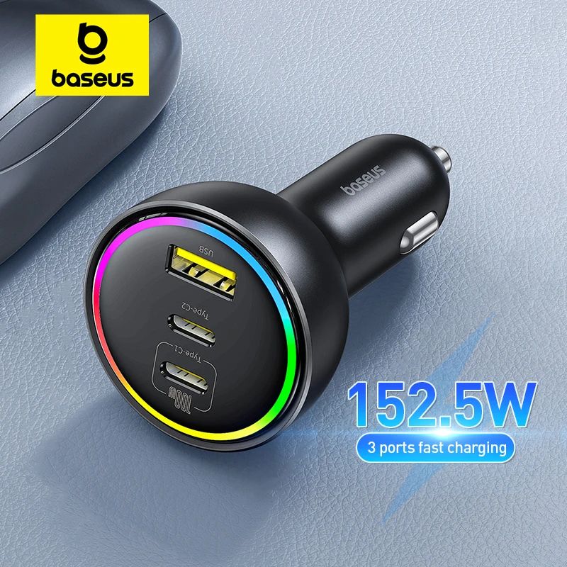 Baseus 152,5 W Autoladegerät Schnellladung 100 W PD3.0 QC4.0 USB Typ-C Telefonladegerät für iPhone16 15 Samsung Xiaomi Laptops Tabet Image