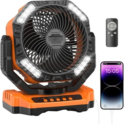 40000mAh Battery Powered Camping Fan - 136H Max Cooling, Rechargeable Battery Operated Oscillating Floor Fan