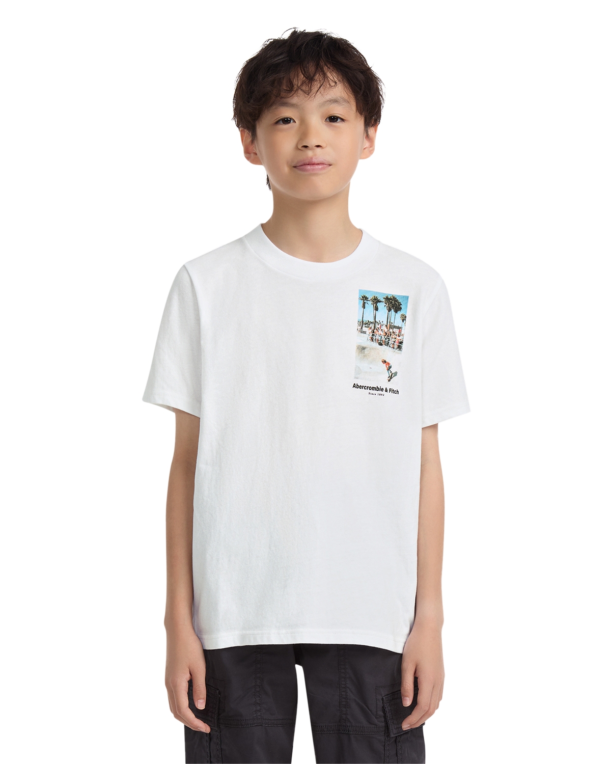 abercrombie kids Boys' Skate Park Graphic Logo Tee - Little Kid, Big Kid - Bright White