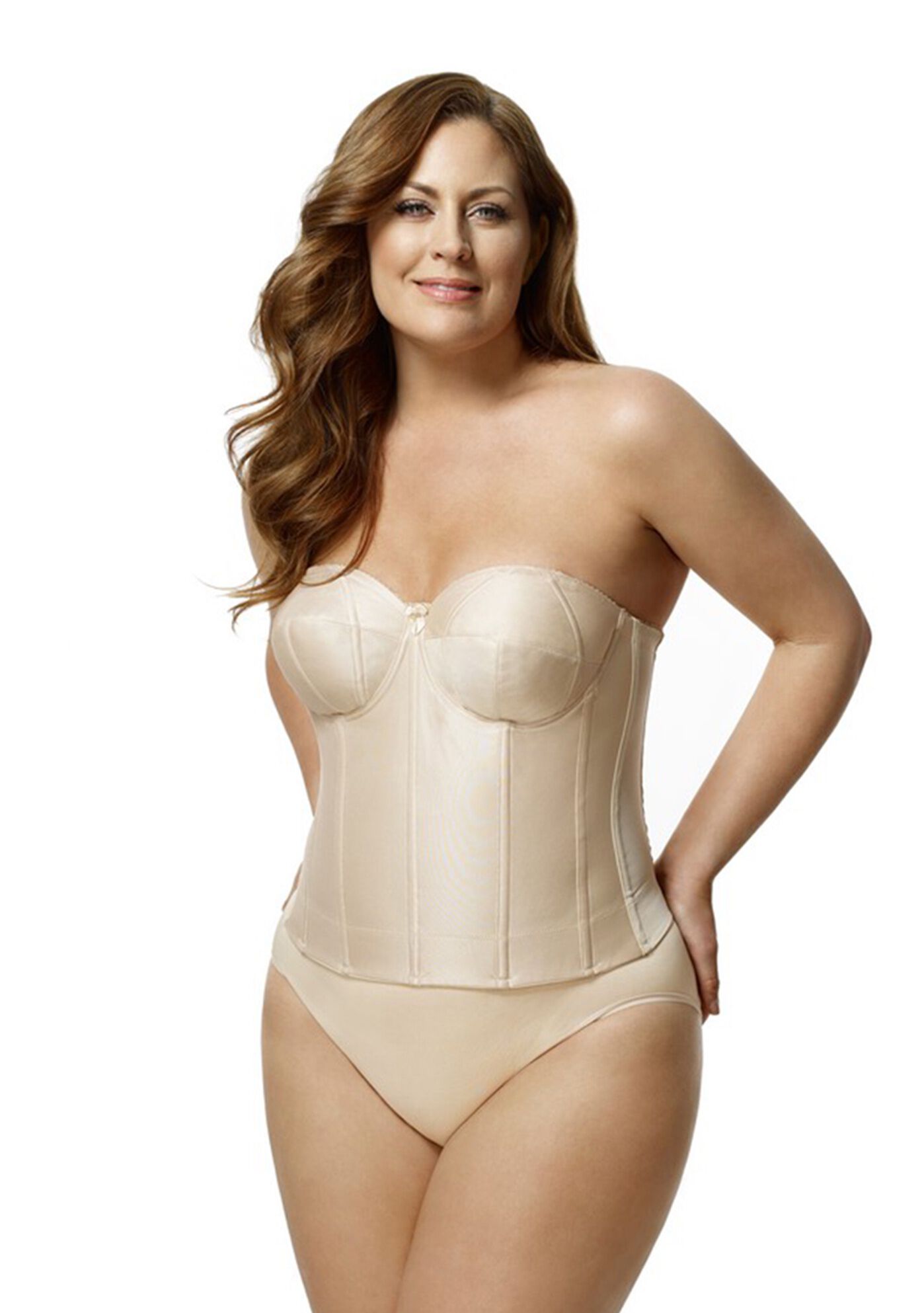 Plus Size Women's Make it Smooth Strapless Longline 6421 by Elila in Beige (Size 44 F)