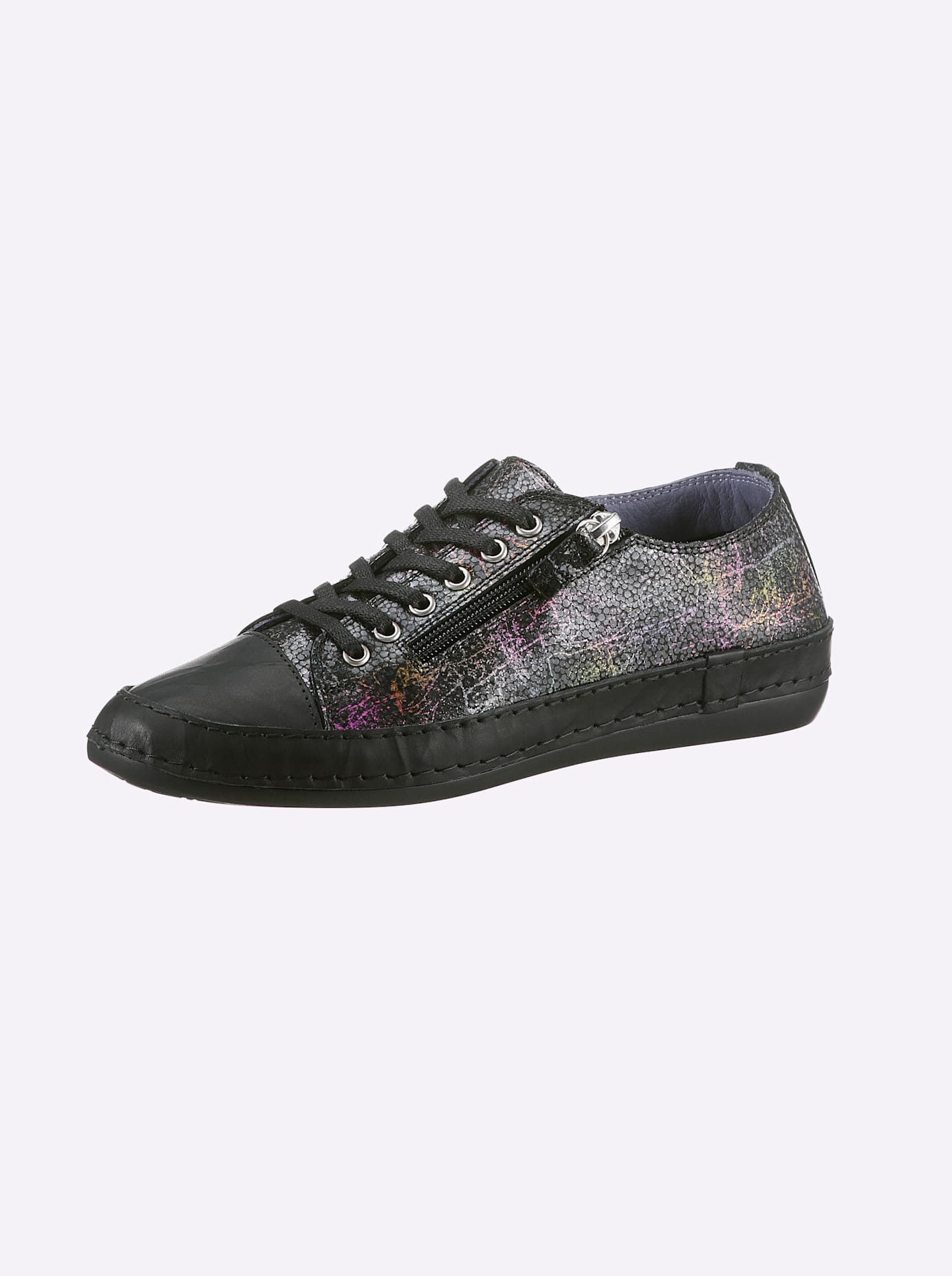 Sneaker ANDREA CONTI, Damen, Gr. 36, bunt (schwarz, bunt), Leder, Rindsleder, Veloursleder, Schuhe