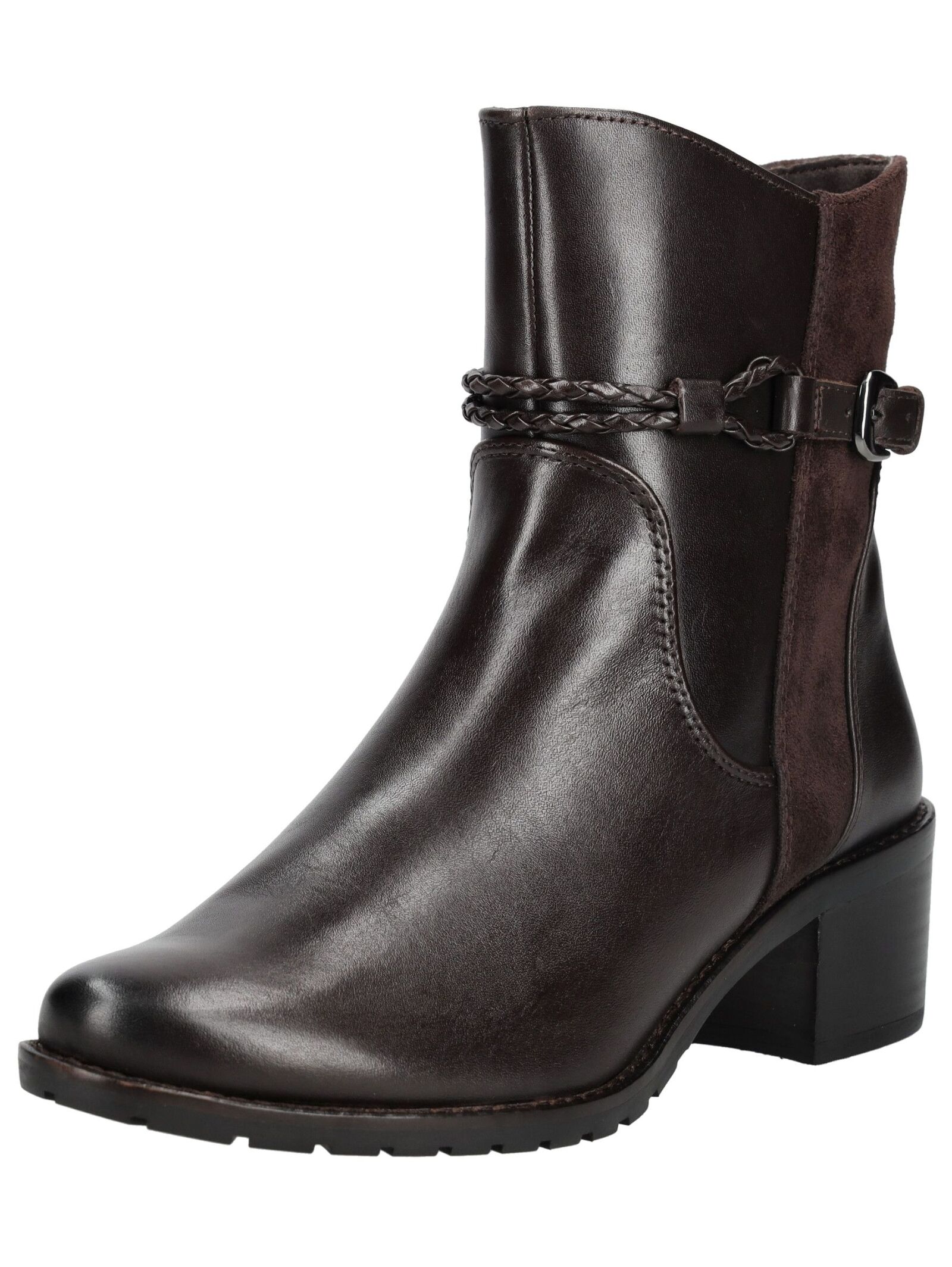 Stiefelette CAPRICE "Caprice Stiefelette Leder/Textil", Damen, Gr. 37,5, braun (dunkelbraun), Leder, Textil, Schuhe Stiefelette