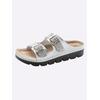 Hausschuh, Damen, Gr. 40, silber (silberfarben), Rindsleder, modisch, Schuhe