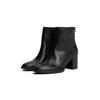 Stiefelette TOMMY HILFIGER "STACKED HEEL LEATHER ANKLE BOOT", Damen, Gr. 41, schwarz, Glattleder, elegant, Schuhe, Blockabsatz, Ankleboots, Businessschuh, goldfarbenes Schmuckelement