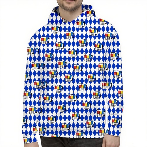Kapuzensweatshirt Pullover Bayerisch München Deutsch alpin Bischofsärmel Grafik für Herren Erwachsene 3D-Druck für Karneval Oktoberfestbier Party Alltagstauglich Image