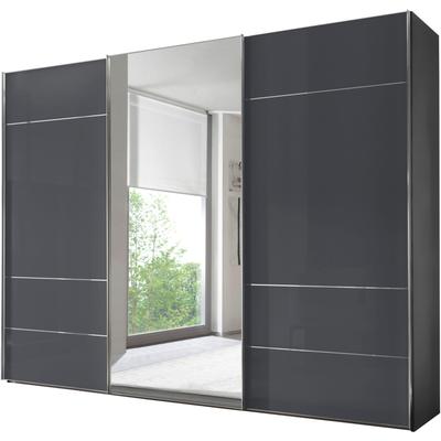 Schwebetürenschrank STAUD "Sonate Lucca mit Spiegel, Made in Germany", grau (vulkanglas), B:249cm H:240cm T:68cm, Holzwerkstoff, Schränke, Mit vier verschiedenen Ausstattungsvarianten Image