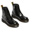 Schnürboots DR. MARTENS "1460 Kinder SOFTY T", Kinder, Gr. 38, schwarz, silber, Leder, metallic, modisch, Schuhe, Kinderstiefel, Freizeitschuh mit Reißverschluss und Anziehlasche