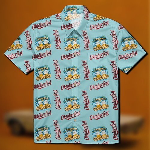 Hawaii-Hemden Aloha-Hemd Bayerisch München Deutsch alpin Grafik für Herren Erwachsene 3D-Druck für Karneval Oktoberfestbier Strand Urlaub Party Image
