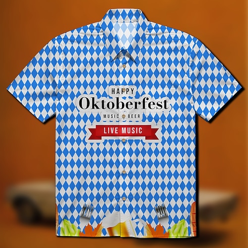 Bayerisch München Deutsch Hawaii-Hemden Aloha-Hemd Bier Brezel Grafik für Herren Erwachsene 3D-Druck für Karneval Oktoberfestbier Urlaub Party Image