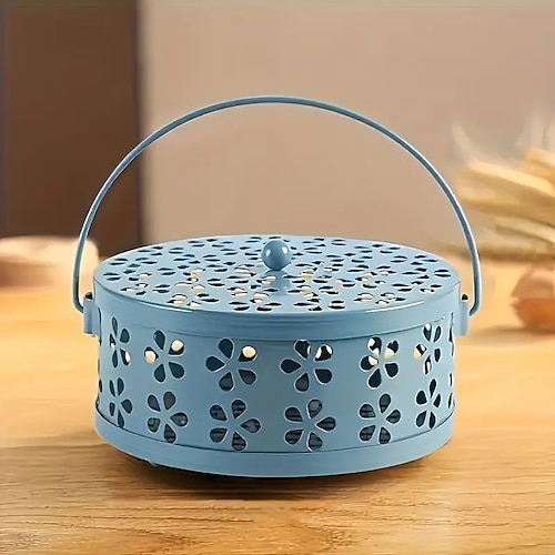 Metall-Mückenspiralhalter im Vintage-Stil mit Griff – tragbarer Räucherbrenner aus Eisen für die Dekoration zu Hause und im Freien Image
