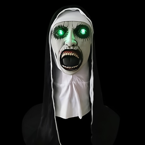 Geist Halloween Maske Die Nonne Horror Gruselig LED-Leuchten Voller Kopf Erwachsene Herren Damen Unisex Halloween Karneval Leistung Party Einfache Halloween-Kostüme Verkleiden Image