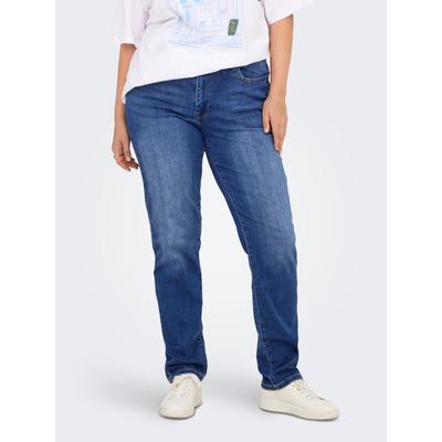 Slim-fit-Jeans ONLY CARMAKOMA "CARSUI MID SLIM DNM DIA364", Damen, Gr. 52, Länge 32, blau (medium blau denim), Denim/Jeans, Obermaterial: 95% Baumwolle, 3% Polyester, 2% Elasthan, unifarben, modisch, slim fit, Jeans Image