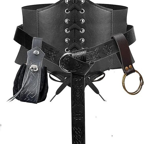 Punk Gothic Mittelalterlich Steampunk Taillengürtel Wikinger Tempelritter Kostüm Herren Damen Unisex Keltisch Seeräuber Fantasie Halloween Karneval Maskerade Leistung Party LARP Erwachsene Korsett Image