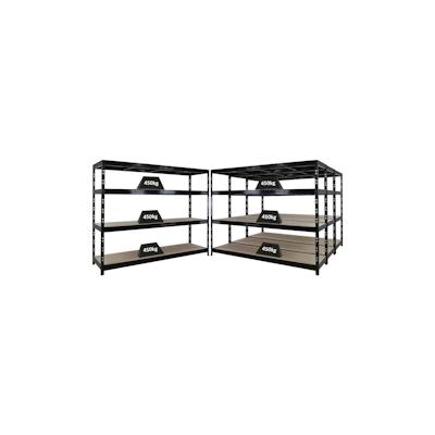 Proregal Mega Deal | 4x Profi Schwerlastregal Rhino | HxBxT 180x240x60cm | 4 Spanplatten-Ebenen 8mm | Fachlast 450kg | Schwarz Image